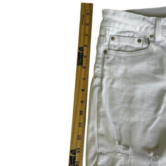 Indigo Rein Sz 7 High Rise Short Shorts White Raw Hem Cuffed Stretch Distressed - Picture 8 of 9